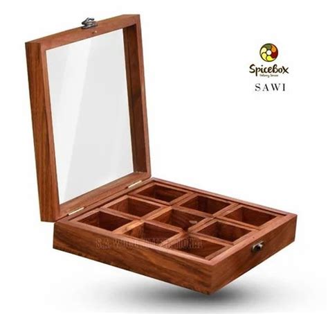 SAWI Rosewood Hand Crafted Wooden Spice Box For Kitchen Home Dinning