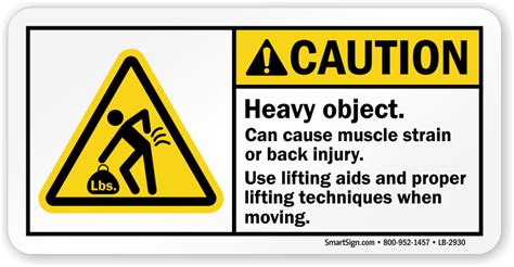 Caution, Heavy Object, Use Lifting Aids Label, SKU: LB-2930