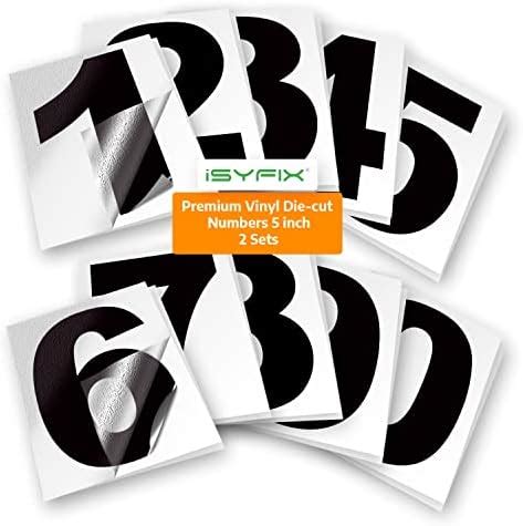 Isyfix Black Vinyl Numbers Stickers Inch Self Adhesive Sets