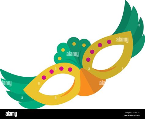 Carnival Mask With Feathers Over White Background Colorful Design