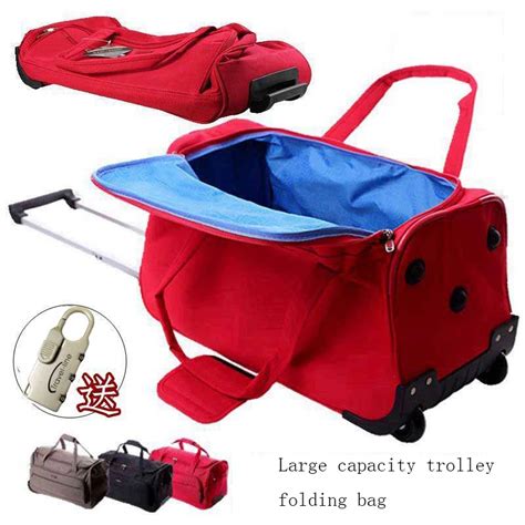 Waterproof Travel Bag Large Capacity Folding Suitcases Wheels Women