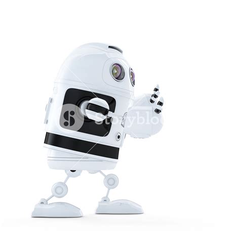 Android Robot Pushing An Invisible Object Royalty Free Stock Image