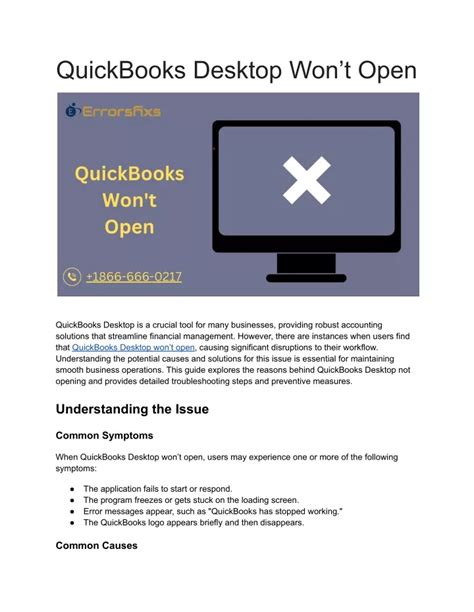 PPT QuickBooks Desktop Wont Open PowerPoint Presentation Free