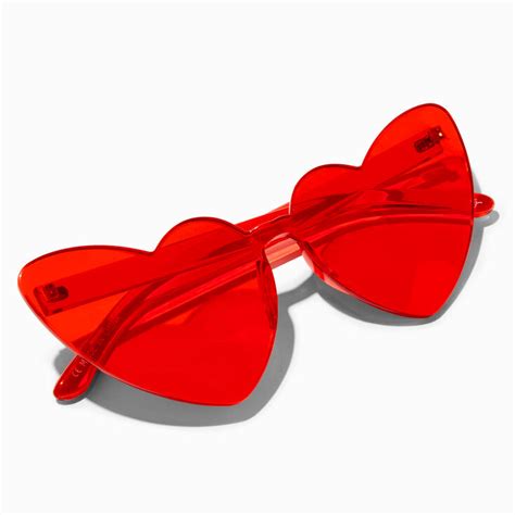 Red Heart Shaped Rimless Sunglasses | Icing US