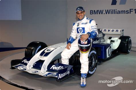 Juan Pablo Montoya with the new WilliamsF1 BMW FW26 at WilliamsF1 BMW ...