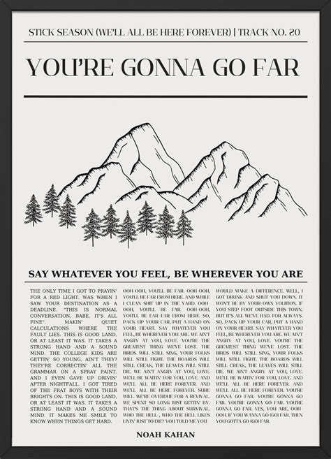 Noah Kahan Youre Gonna Go Far Poster Song Lyric Wall Print Etsy