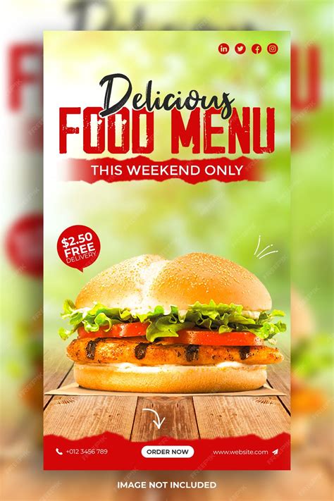 Premium Psd Delicious Burger Food Menu Promotion Social Media