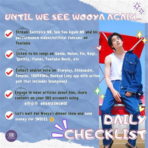 Han Seungwoo Support Team On Twitter Daily Checklist D Https