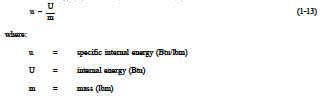 Specific Internal Energy Thermodynamic Properties