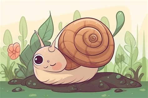 Un Caracol Est Sentado En El Barro Y Tiene La Cara Rosada Foto Premium