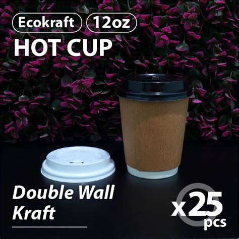 Jual Hot Cup Paper Cup Gelas Kertas Kraft Ecokraft 12oz Shopee Indonesia