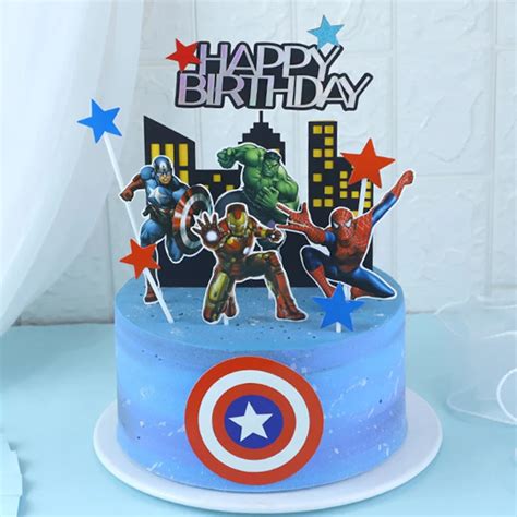 Happy Birthday Cake Topper For Avengers Superhero Theme Birthday Cake