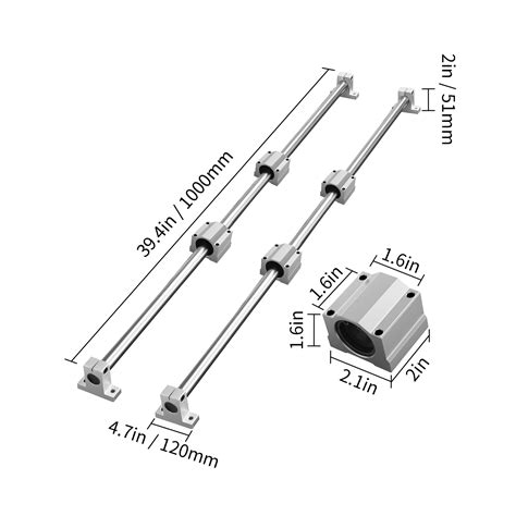 VEVOR Set Di Guide Lineari SFC20 1 000 Mm 2 Guide Di Scorrimento