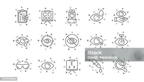 Ilustración De Optometría Iconos De Línea Del Médico De Ojos Cirugía