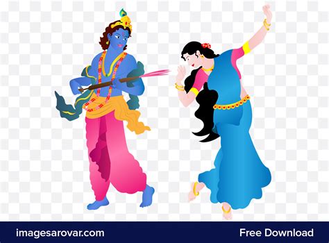 Holi festival radha krishna playing holi png vector clipart – Free ...