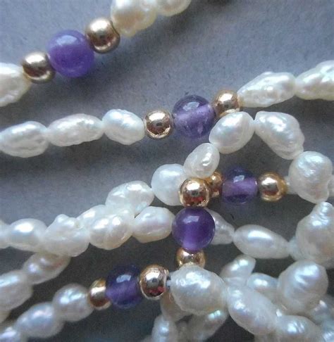 Freshwater Rice Pearls Amethyst Beads Double Rope Gem