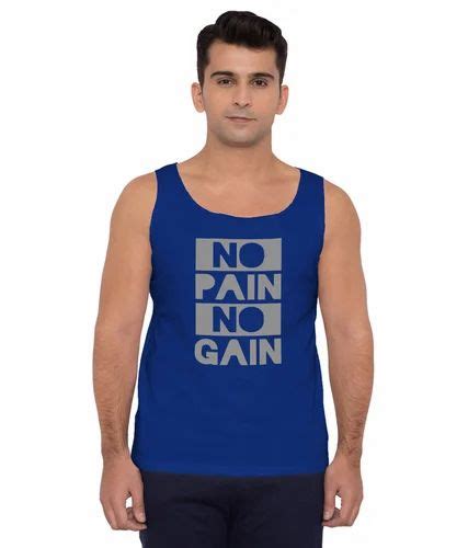 American Elm Men S Royal Blue Cotton Round Neck Running Gym Wear Vest