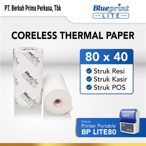 Kertas Thermal Struk Kasir POS Resi BLUEPRINT Lite 80x40 Mm Kertas