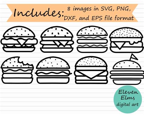 Burger Svg Burgers Svg Bundle Hamburger Clipart Etsy