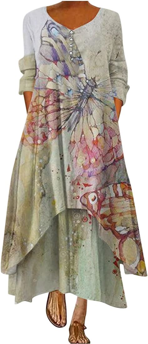 Bohemian Plus Size Maxi Dress For Women Long Sleeve Floral