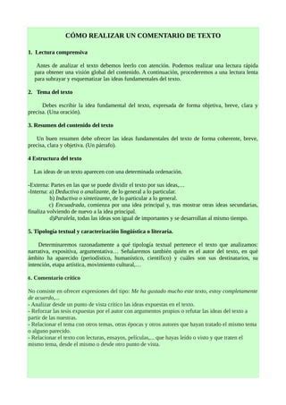 Gu A Comentario De Texto Bachillerato Pdf