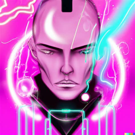 Digital art cyberpunk netrunner's face, on a pink background with electrodes in his head and ...