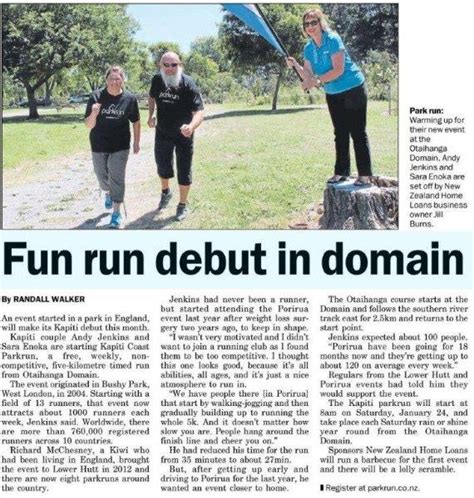 Parkrun New Zealand Fortnightly Newsletter 28th January 2015 Parkrun