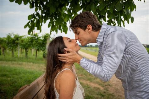 Premium Photo A Couple In Love Makes Nose To Nose While They Are In