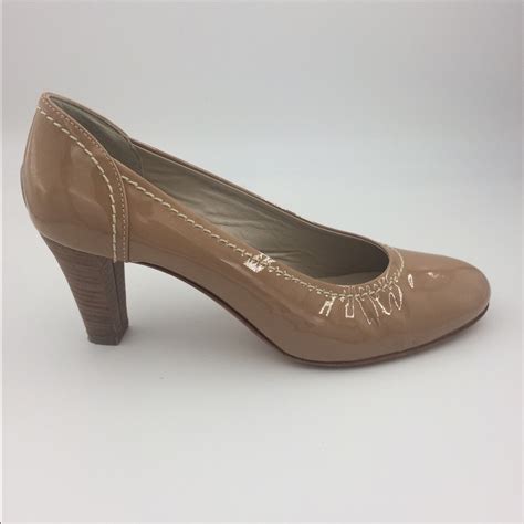 Agl Nude Patent Leather Pumps W Stacked Heel 40 5 Gem