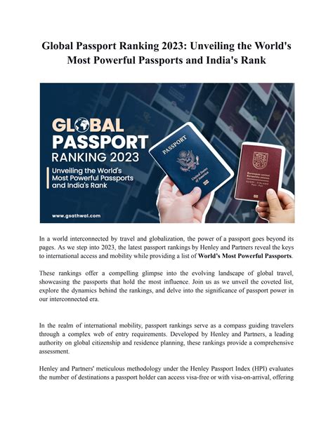 Global Passport Ranking 2023: Unveiling the World's Most Powerful ...