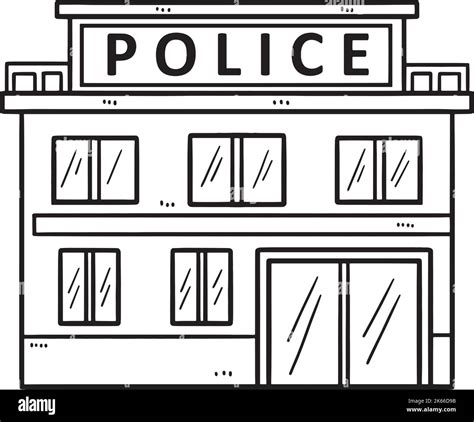 Police Station Isolated Coloring Page for Kids Stock Vector Image & Art - Alamy