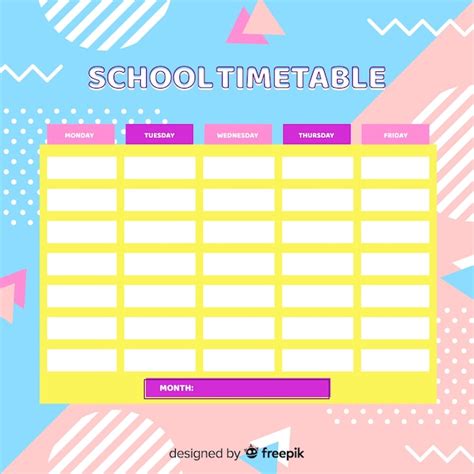 Free Vector | Flat design school timetable template