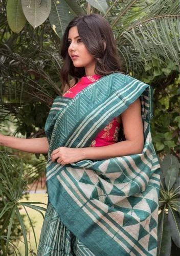 Party Wear Shibori Tussar Silk Sarees M With Blouse Piece At Rs