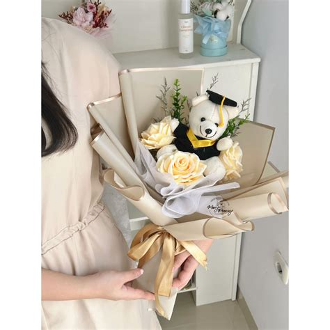 Jual Kiyomi Teddy Bouquet Buket Bunga Artificial Bucket Wisuda Buket