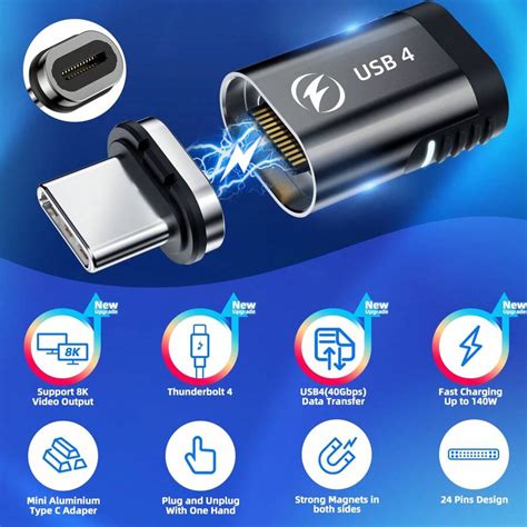 Adaptador Magn Tico De W Usb Gbps Thunderbolt Tipo Magn Tico