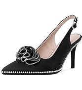 Amazon Eldof Women S Low Heel Pumps Pointed Toe Kitten Heels Slip