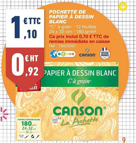 Offre Pochette De Papier à Dessin Blanc Canson chez Bureau Vallee