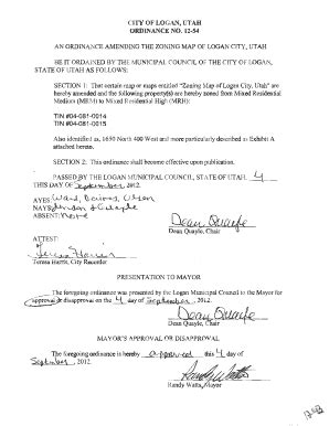 Fillable Online An Ordinance Amending The Zoning Map Of Logan City