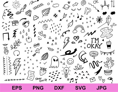 Hand Drawn Doodles Set Of Collection Svg Doodles Background Etsy