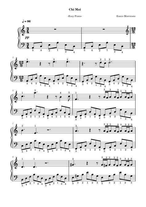 Chi Mai Ennio Morricone Sheet Music For Piano Solo Easy Musescore