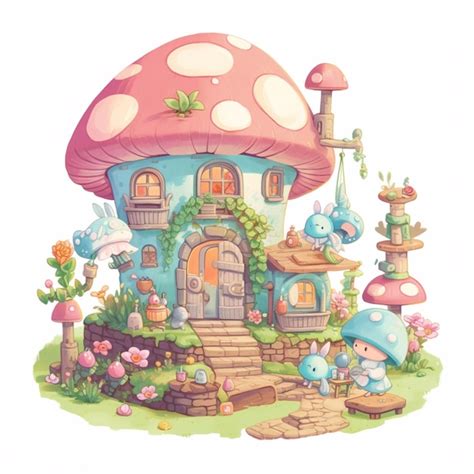 Premium Photo Cartoon Illustration Of A Fairy House With A Mushroom