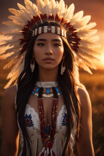 Premium Ai Image Beautiful Sexy Native American Woman In Traditional Tribal Costume