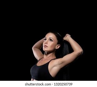Beautiful Sexy Athletic Brunette Girl Black Stock Photo Shutterstock