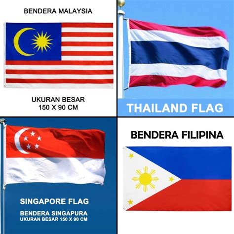 Jual Bendera Negara Asean Filipina Malaysia Singapura Thailand Shopee