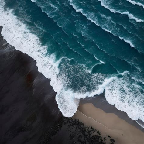 Las olas del océano en la playa como fondo Vista aérea de arriba hacia