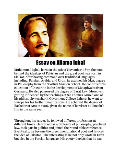 SOLUTION Essay On Allama Iqbal Studypool