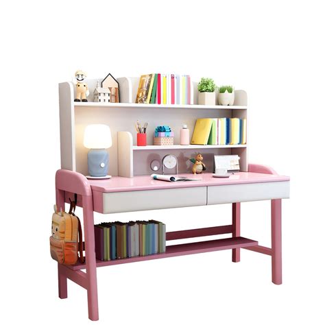 Solid Wood Kids Desk Writing Desk with Bookshelf Child Desk 23.6"W - 31 ...