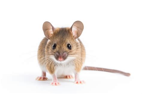 Premium AI Image A Small Brown Mouse Standing On A White Surface