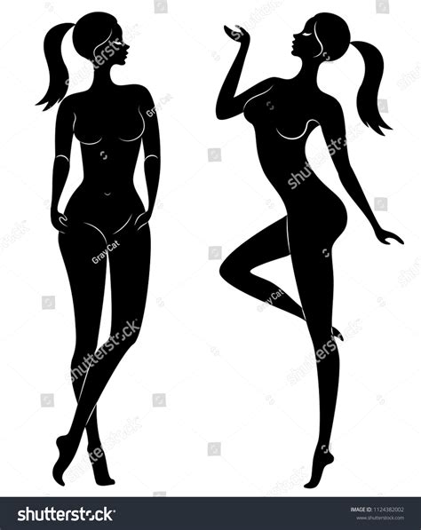Collection Silhouette Nude Pretty Lady Woman vector de stock libre de regalías 1124382002