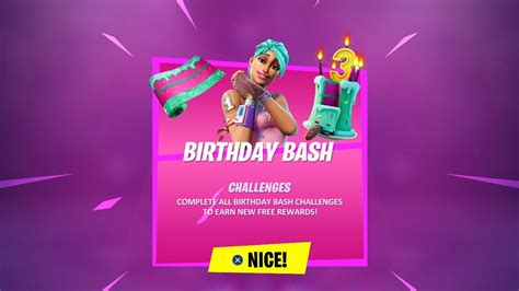 Fortnite BIRTHDAY FREE REWARDS Fortnite 3rd Birthday Challenges